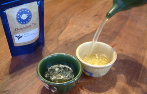 Green tea poured from a Japanese  yokode kyusu.