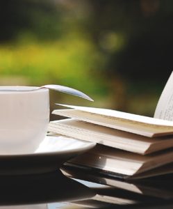 tea cup and books